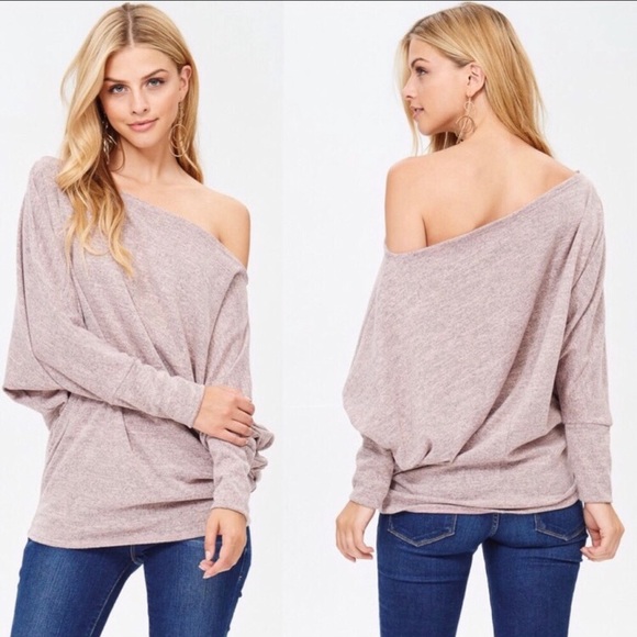 Dolman Sleeve Off Shoulder Top - Picture 2 of 6